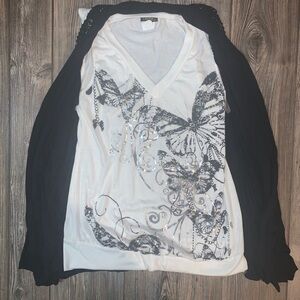 Lavish Maternity Top with Black Crochet Vest